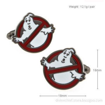 Round Shape Red & White Paint Cufflinks, Custom Cufflinks For Men